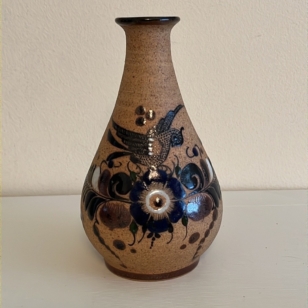 Vintage Mexican Tonala Folk Art Pottery Vase Decor - Picture 10 of 10